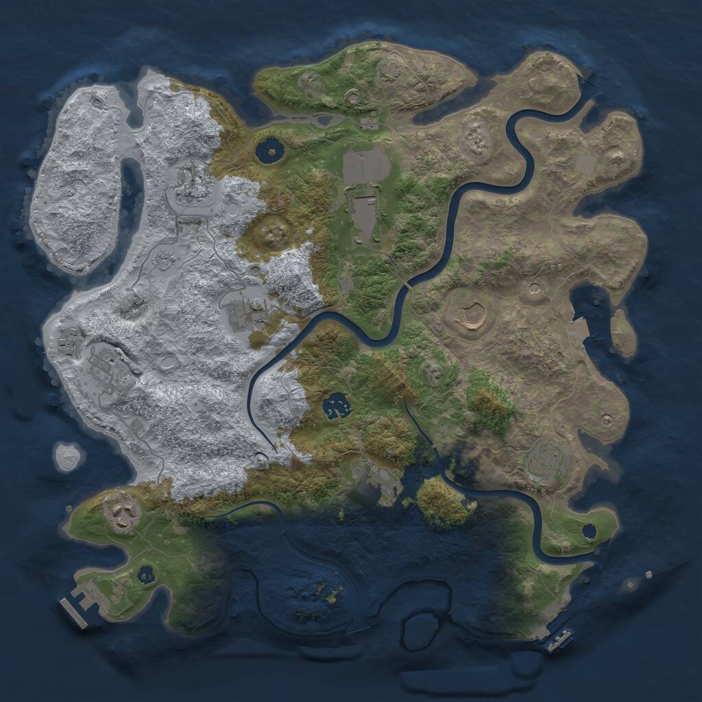 Rust Map: Procedural Map, Size: 3900, Seed: 7500, 16 Monuments