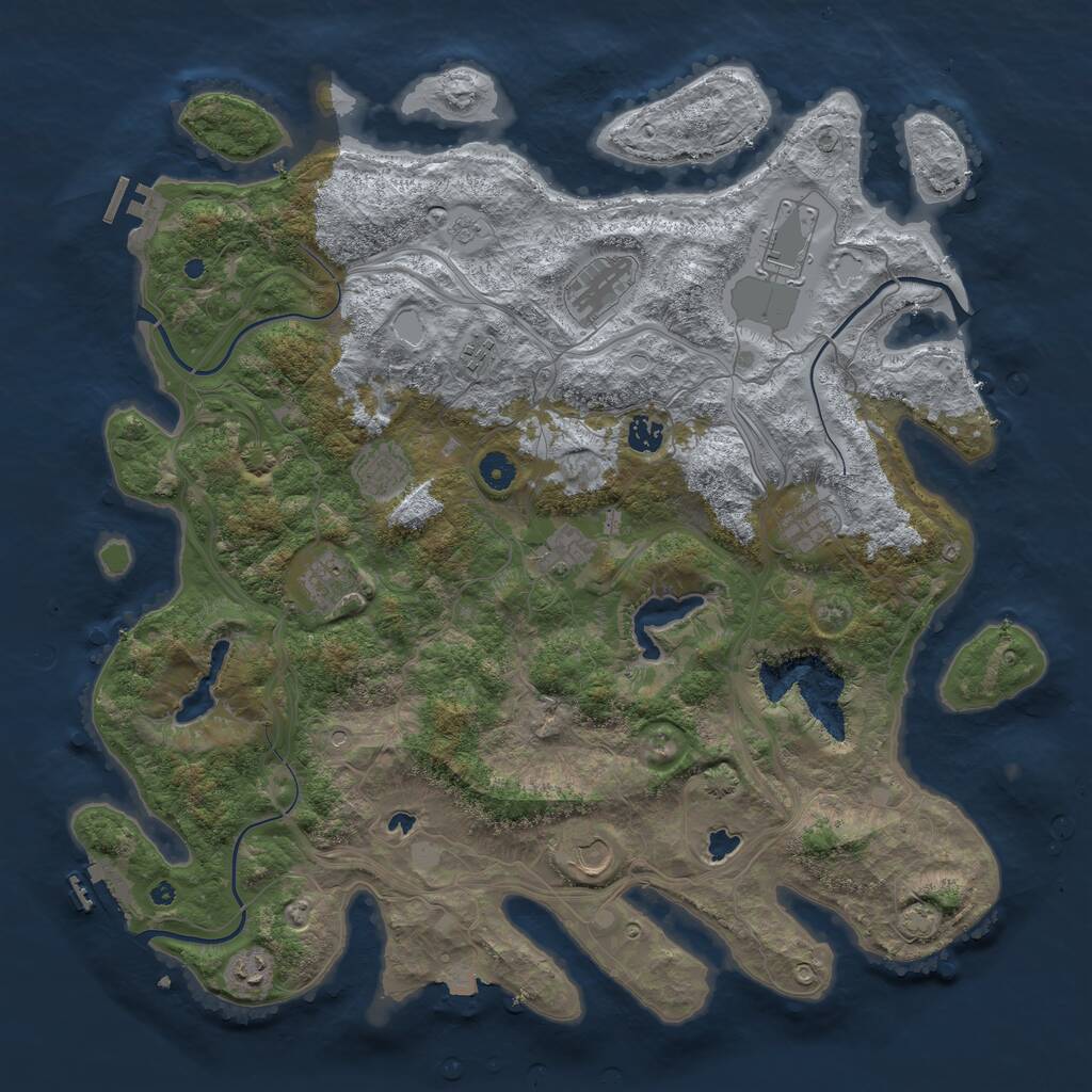 Rust Map: Procedural Map, Size: 4500, Seed: 9876341, 16 Monuments