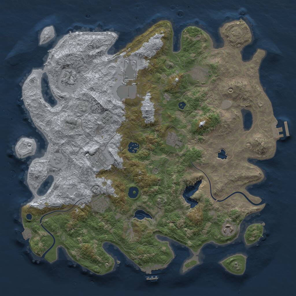 Rust Map: Procedural Map, Size: 4000, Seed: 1062230464, 15 Monuments