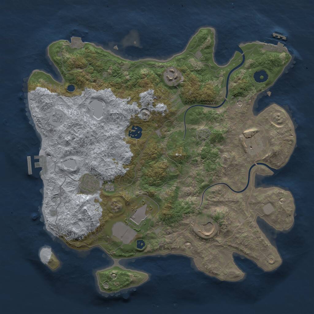 Rust Map: Procedural Map, Size: 3500, Seed: 28789336, 12 Monuments