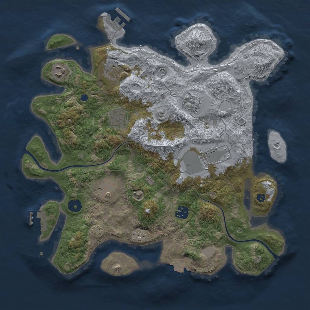 Rust Map: Procedural Map, Size: 3500, Seed: 213847345, 14 Monuments