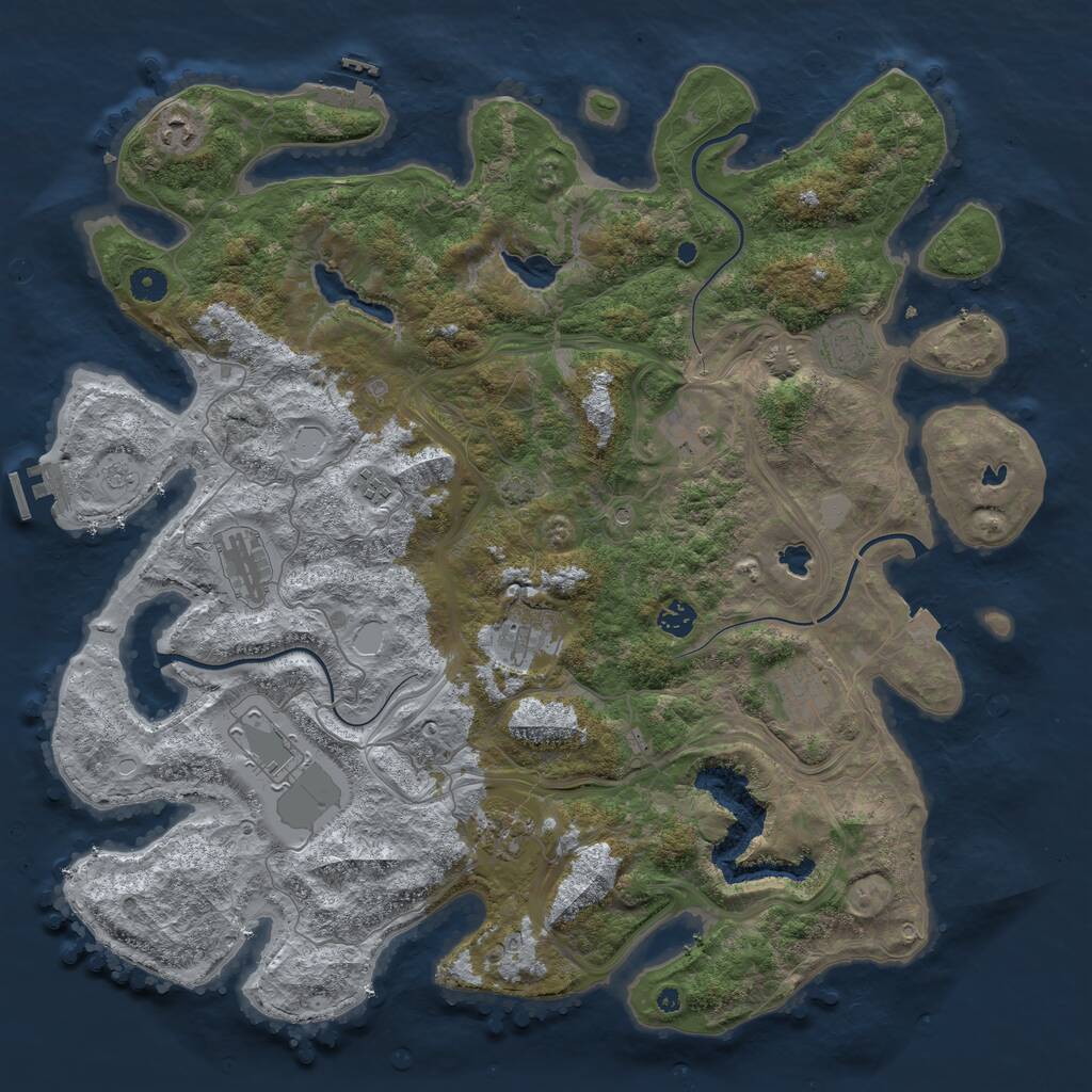 Rust Map: Procedural Map, Size: 4500, Seed: 2090289357, 16 Monuments