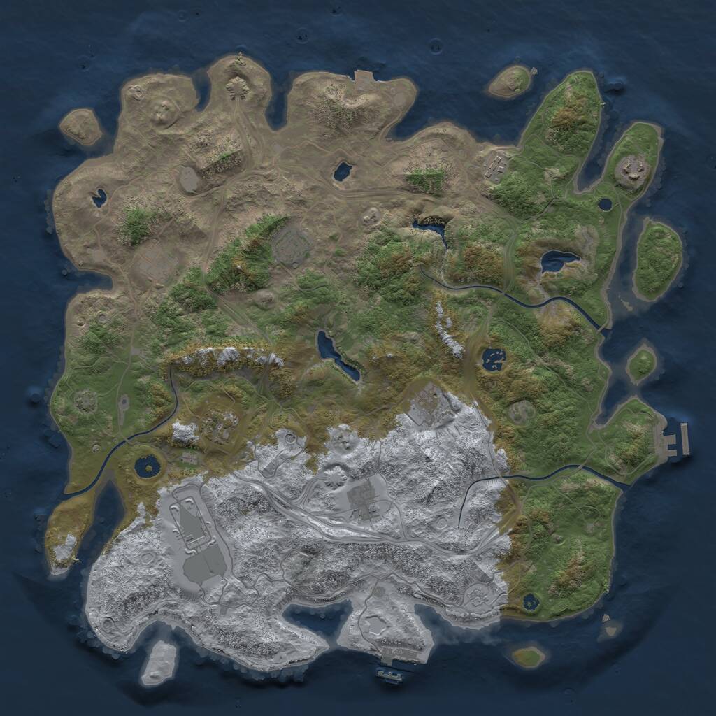 Rust Map: Procedural Map, Size: 4500, Seed: 1862469860, 15 Monuments