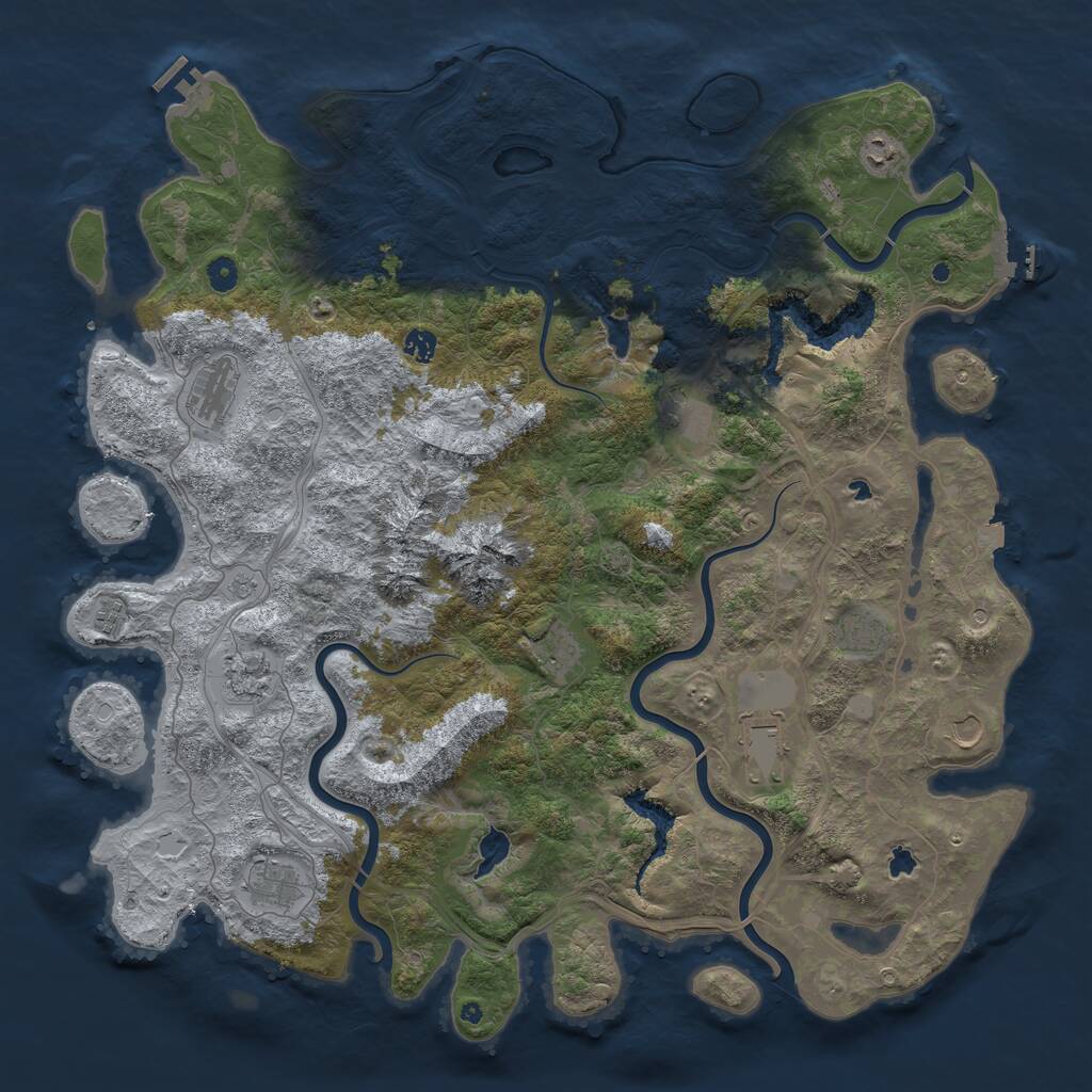 Rust Map: Procedural Map, Size: 5000, Seed: 1015470676, 17 Monuments