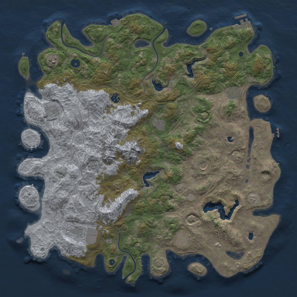 Rust Map: Procedural Map, Size: 5000, Seed: 1015470676, 16 Monuments