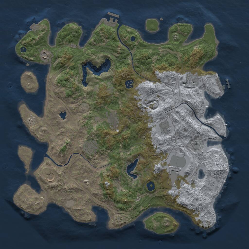 Rust Map: Procedural Map, Size: 4250, Seed: 870259401, 15 Monuments