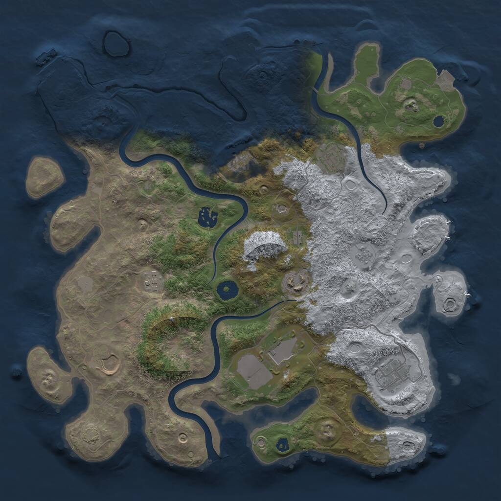Rust Map: Procedural Map, Size: 3700, Seed: 2000266660, 14 Monuments