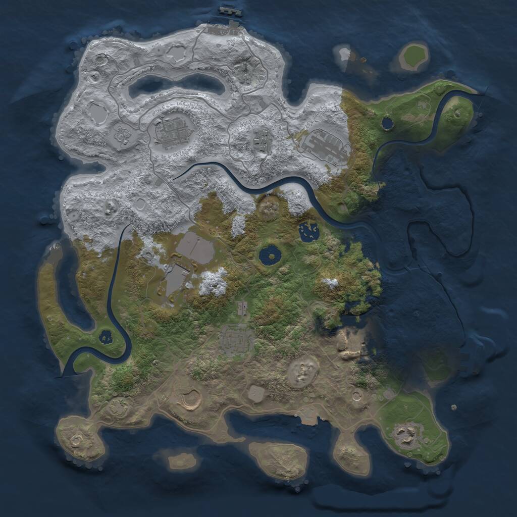 Rust Map: Procedural Map, Size: 3700, Seed: 1058665374, 15 Monuments