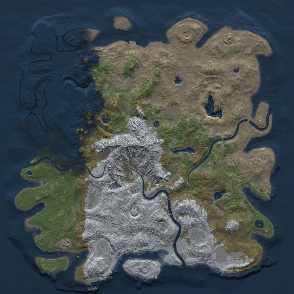 Rust Map: Procedural Map, Size: 5000, Seed: 608226934, 17 Monuments