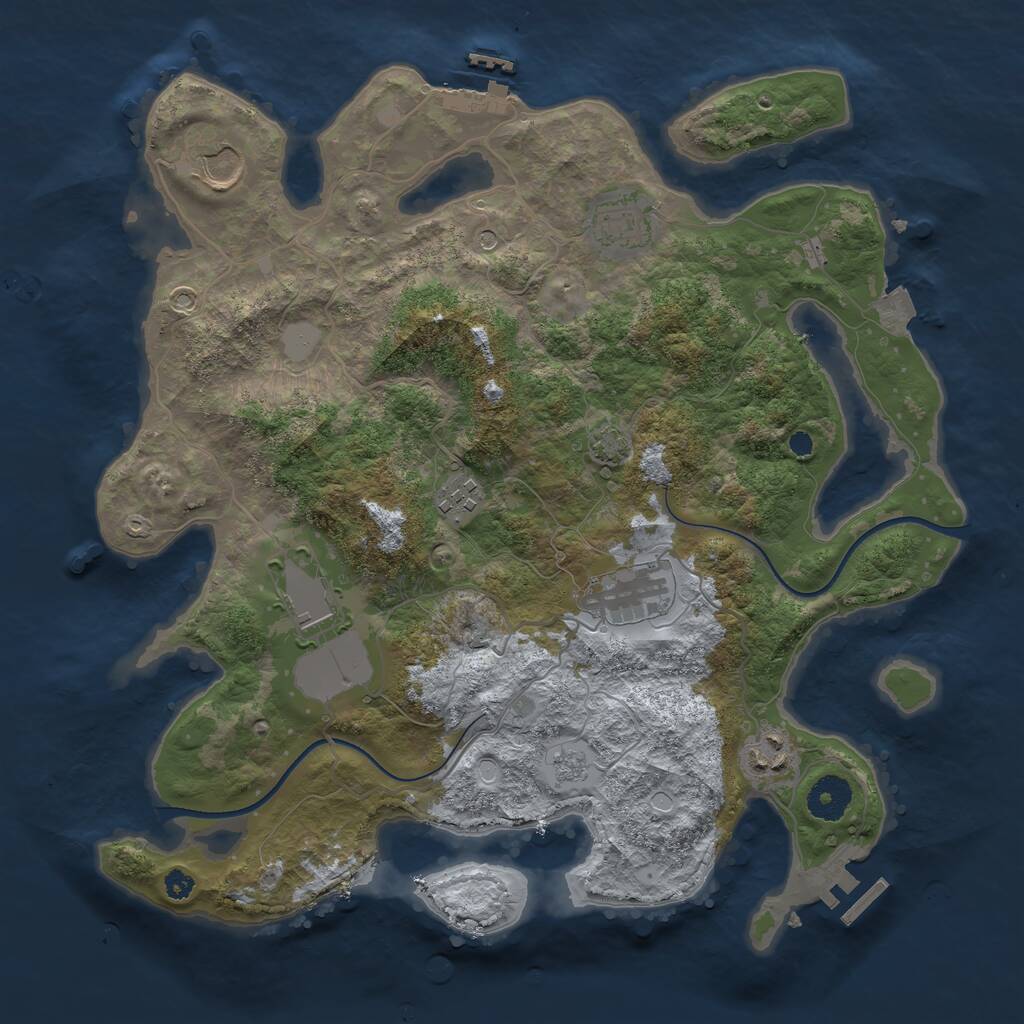 Rust Map: Procedural Map, Size: 3500, Seed: 1896969140, 12 Monuments