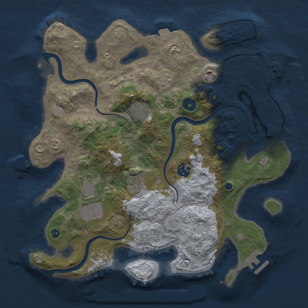 Rust Map: Procedural Map, Size: 3500, Seed: 1896969140, 11 Monuments