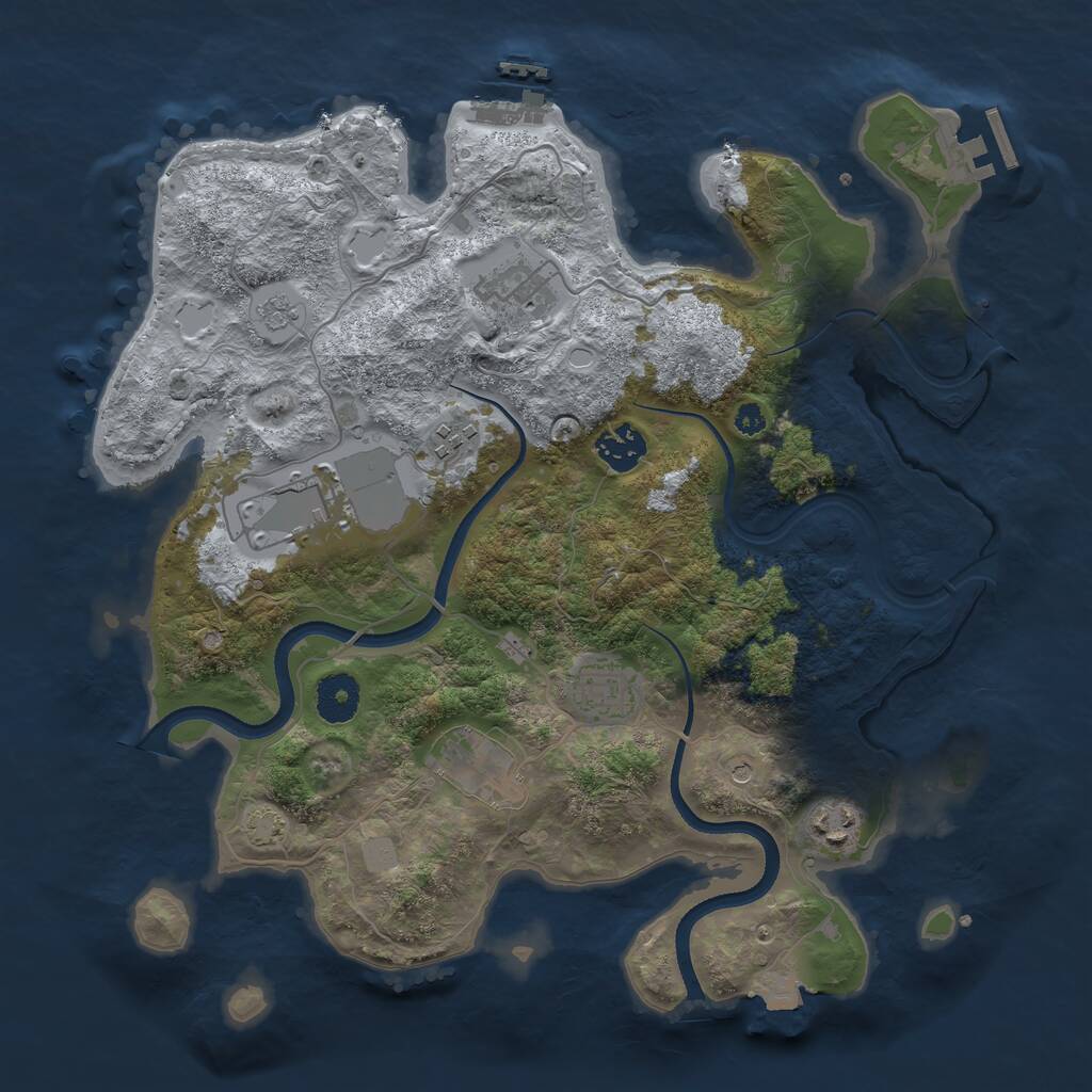 Rust Map: Procedural Map, Size: 3500, Seed: 1711536616, 13 Monuments