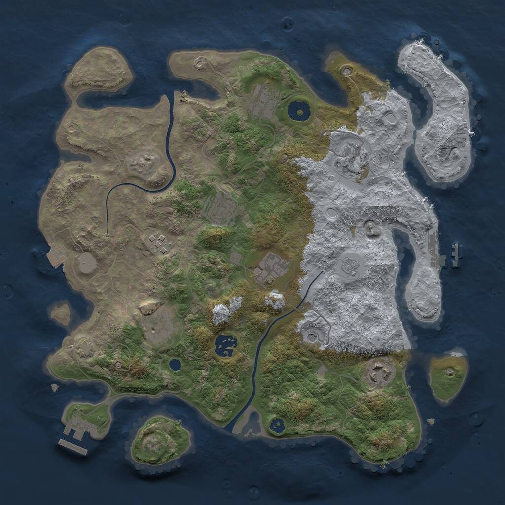 Rust Map: Procedural Map, Size: 3411, Seed: 687868586, 14 Monuments