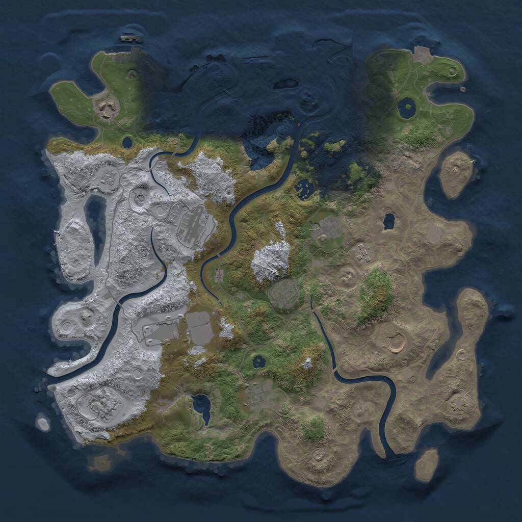 Rust Map: Procedural Map, Size: 4000, Seed: 74332176, 16 Monuments