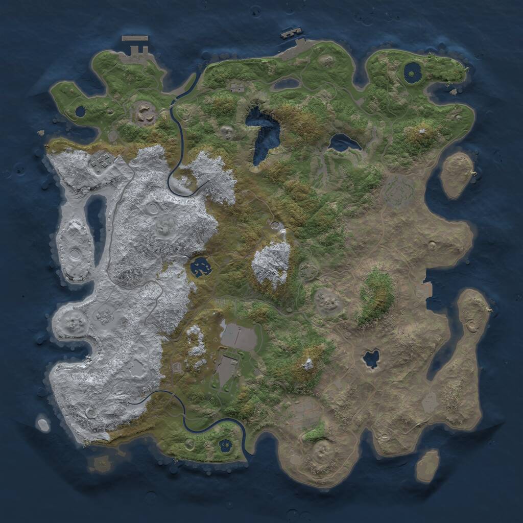 Rust Map: Procedural Map, Size: 4000, Seed: 74332176, 12 Monuments