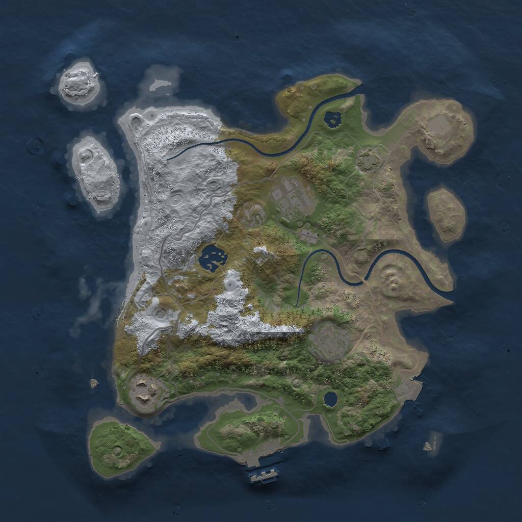 Rust Map: Procedural Map, Size: 3000, Seed: 2551024, 8 Monuments