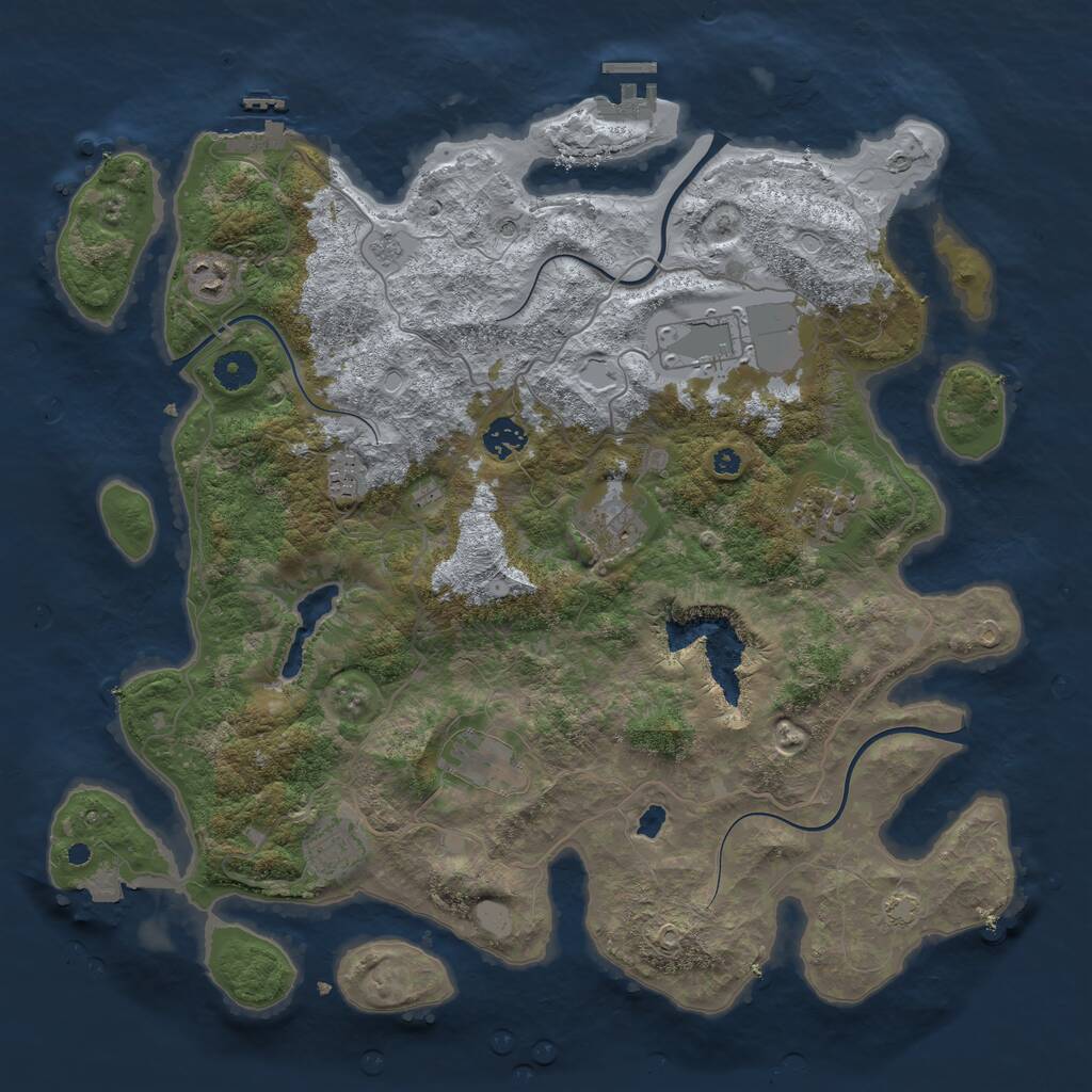 Rust Map: Procedural Map, Size: 4050, Seed: 1350613912, 14 Monuments