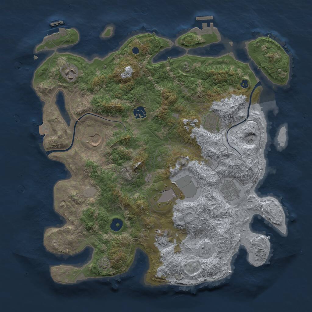 Rust Map: Procedural Map, Size: 3750, Seed: 913570887, 13 Monuments