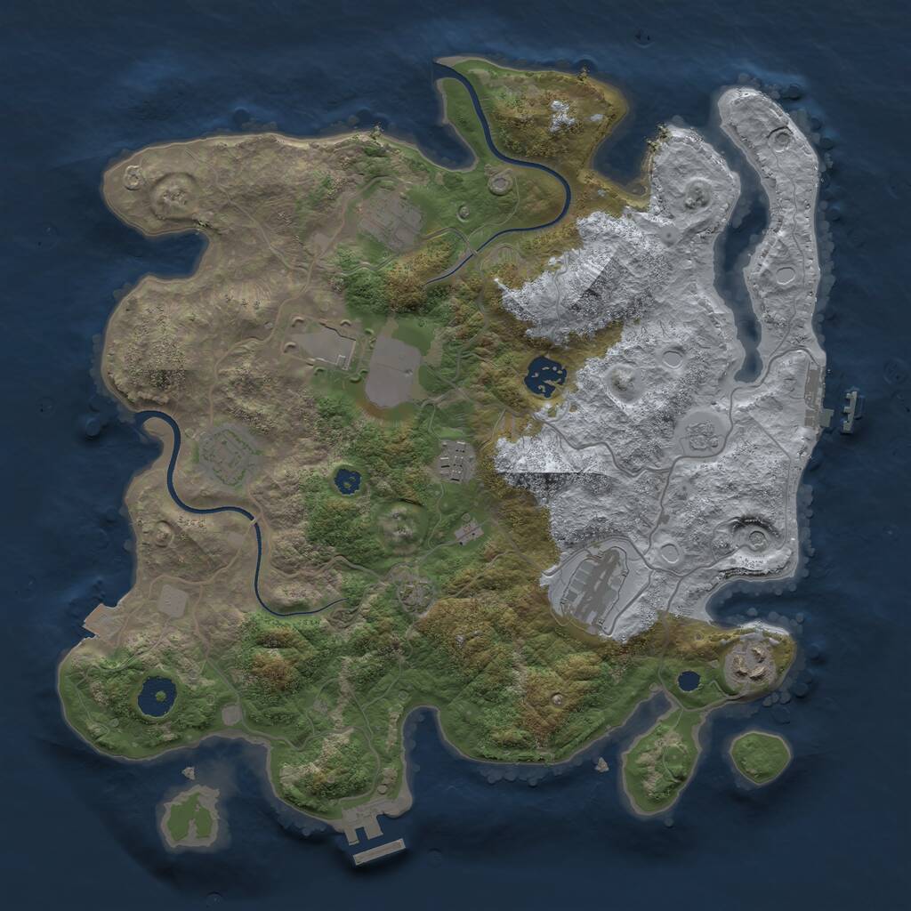 Rust Map: Procedural Map, Size: 3500, Seed: 13175807, 13 Monuments