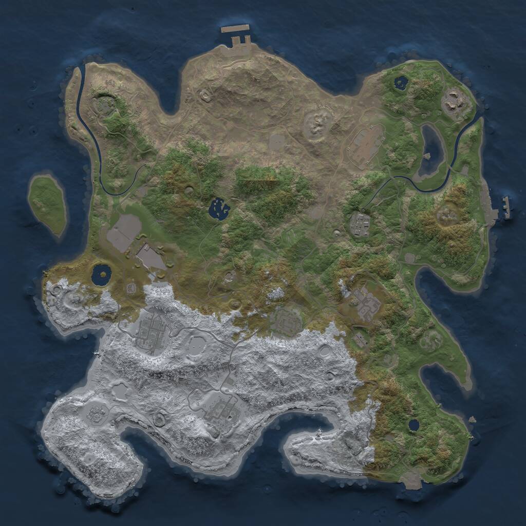 Rust Map: Procedural Map, Size: 3755, Seed: 2147483647, 15 Monuments