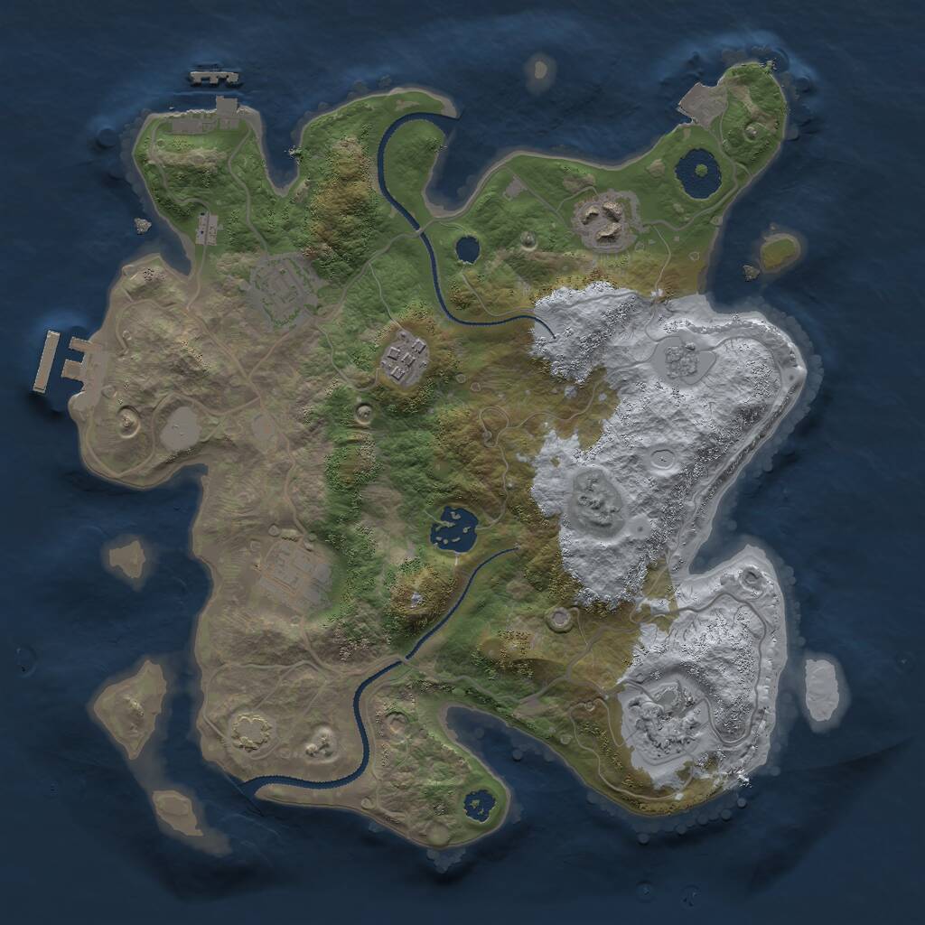 Rust Map: Procedural Map, Size: 3000, Seed: 1210425442, 11 Monuments