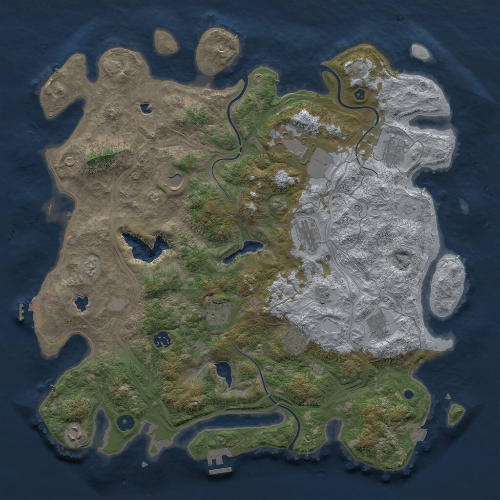 Rust Map: Procedural Map, Size: 4500, Seed: 1508414353, 16 Monuments