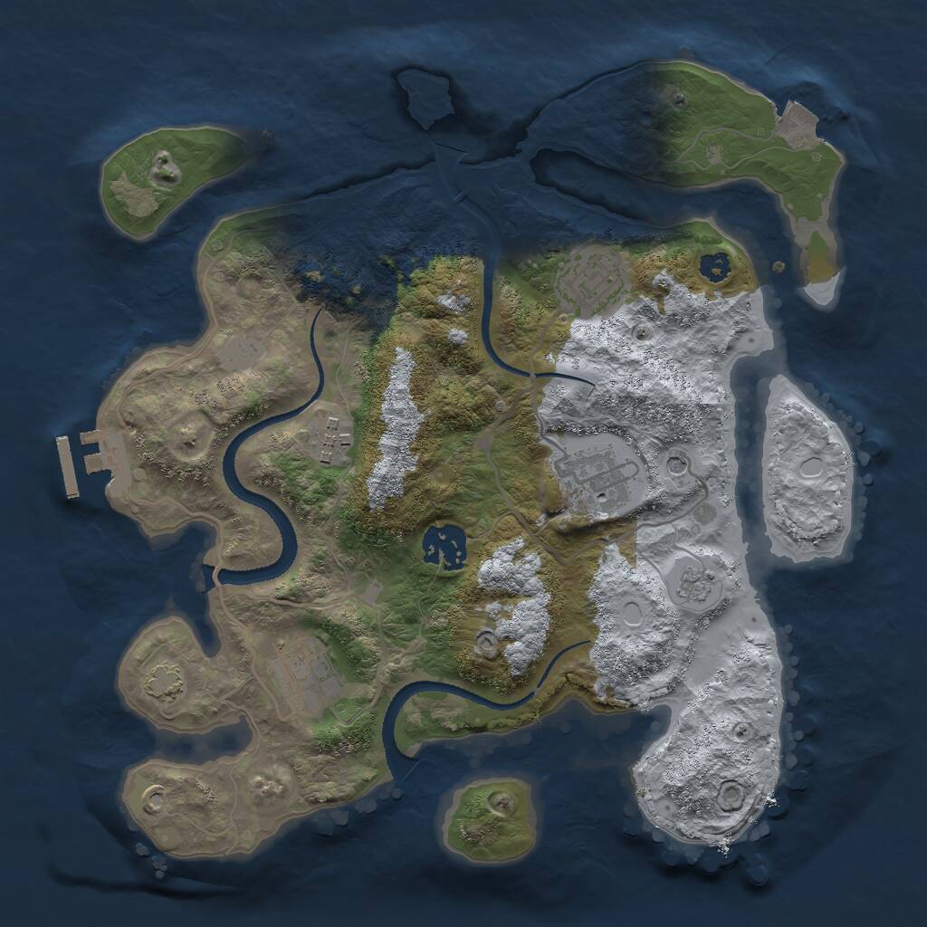 Rust Map: Procedural Map, Size: 3000, Seed: 10673, 10 Monuments