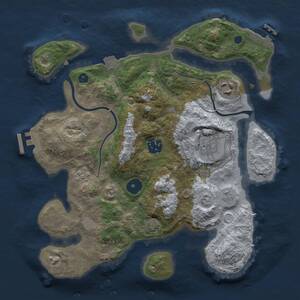 Thumbnail Rust Map: Procedural Map, Size: 3000, Seed: 10673, 9 Monuments