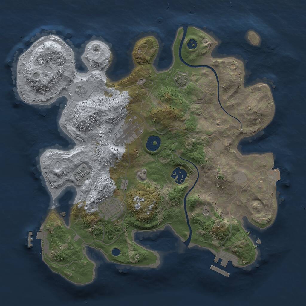 Rust Map: Procedural Map, Size: 3000, Seed: 947620975, 10 Monuments