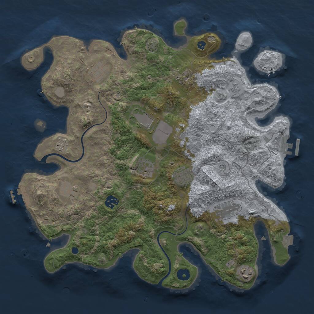 Rust Map: Procedural Map, Size: 3700, Seed: 486828917, 16 Monuments