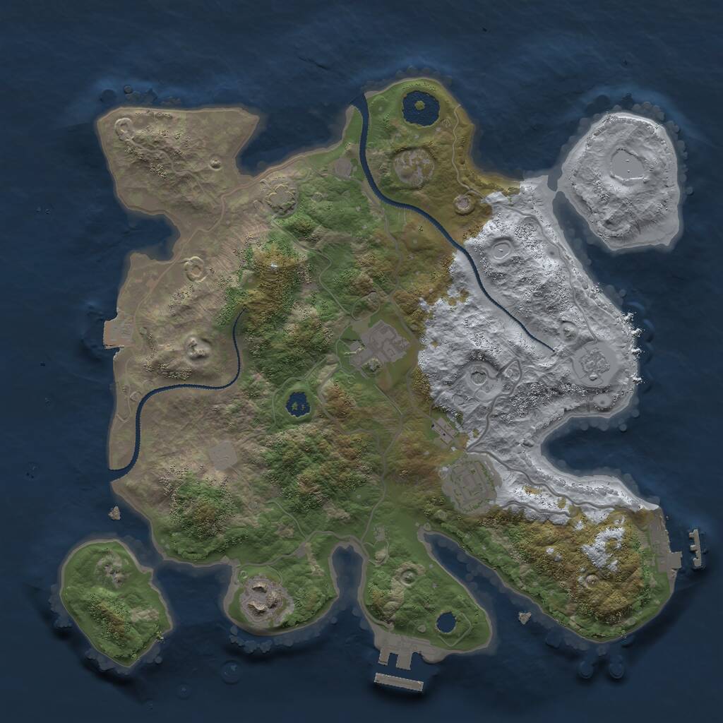 Rust Map: Procedural Map, Size: 3000, Seed: 5247, 9 Monuments