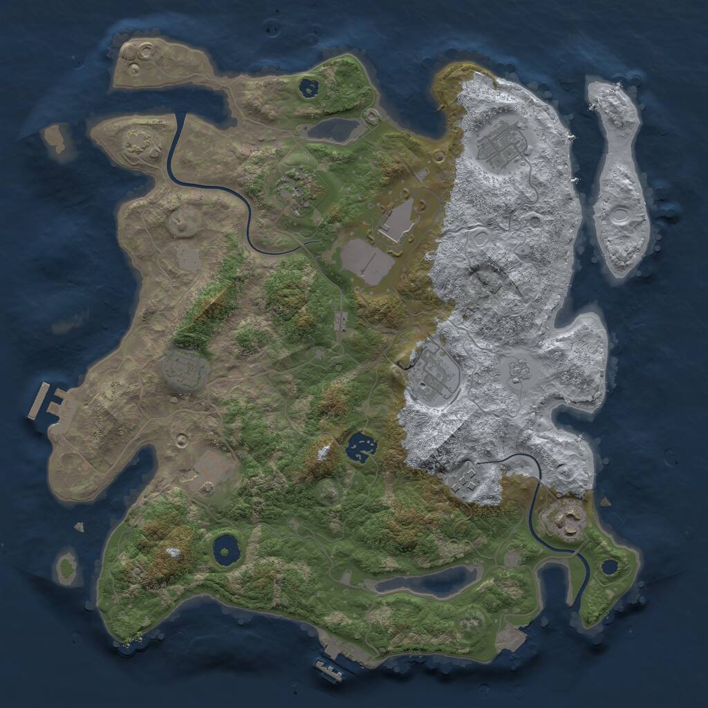 Rust Map: Procedural Map, Size: 3650, Seed: 405943696, 14 Monuments