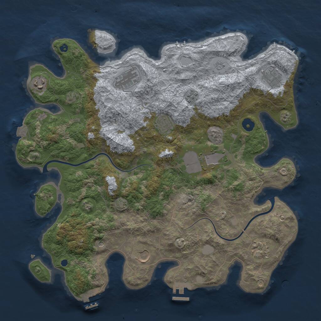 Rust Map: Procedural Map, Size: 3857, Seed: 1, 14 Monuments