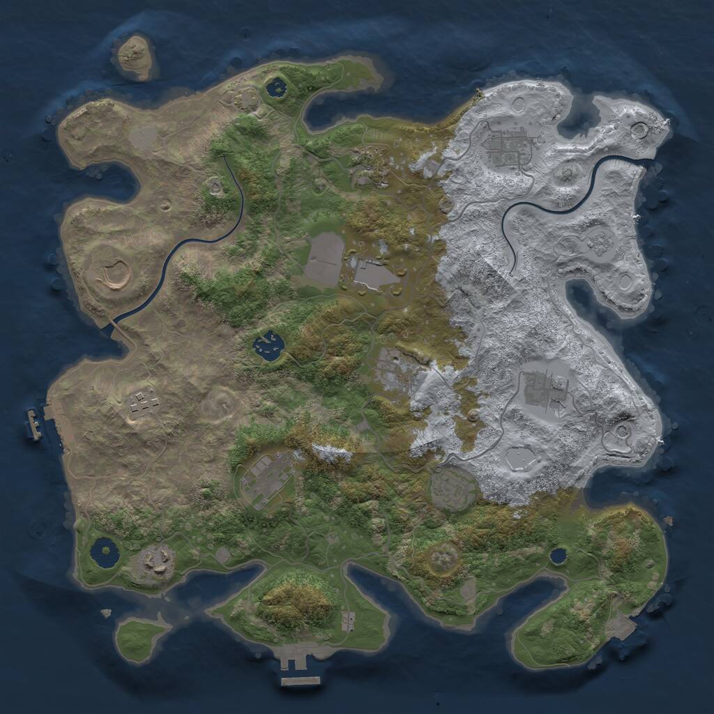 Rust Map: Procedural Map, Size: 3700, Seed: 573542558, 17 Monuments