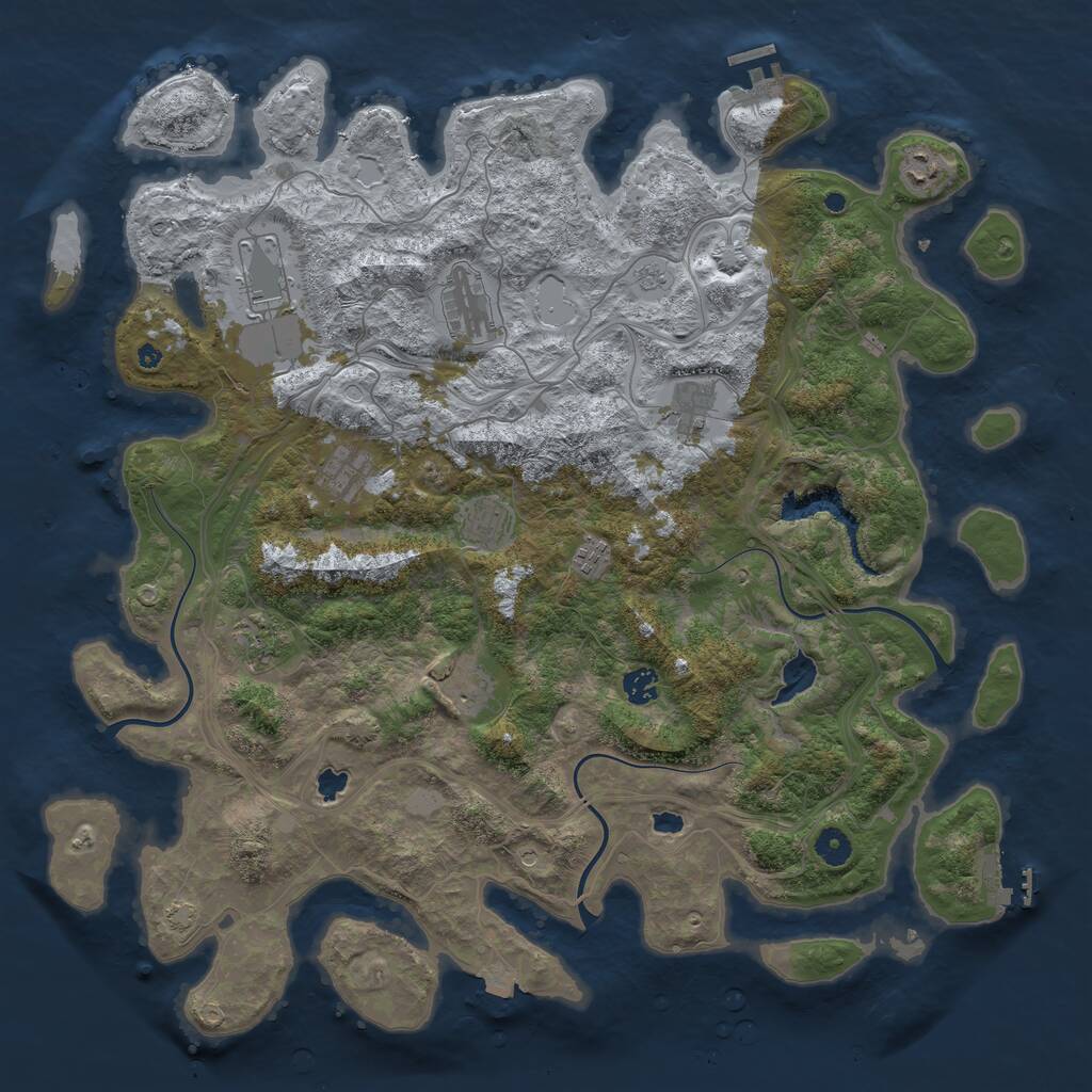 Rust Map: Procedural Map, Size: 4500, Seed: 390979559, 16 Monuments