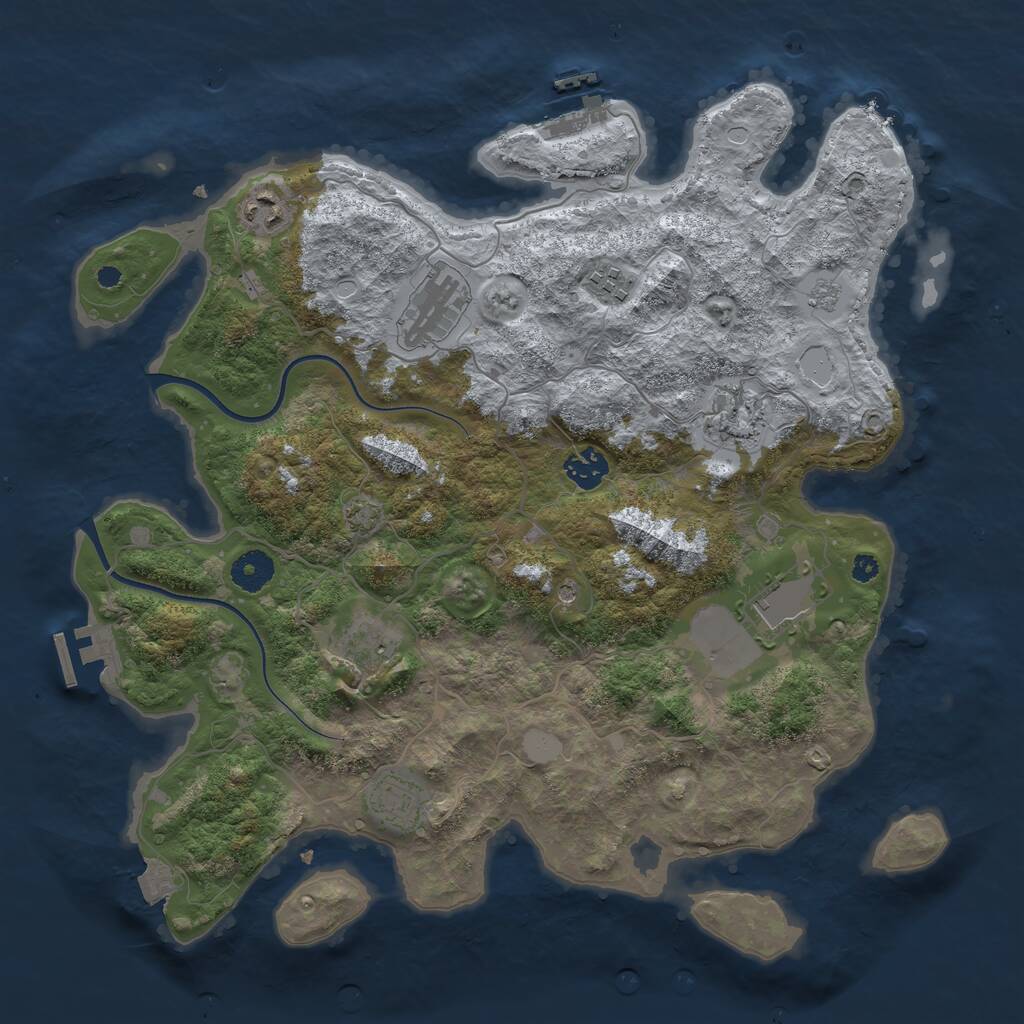 Rust Map: Procedural Map, Size: 3750, Seed: 865658023, 14 Monuments