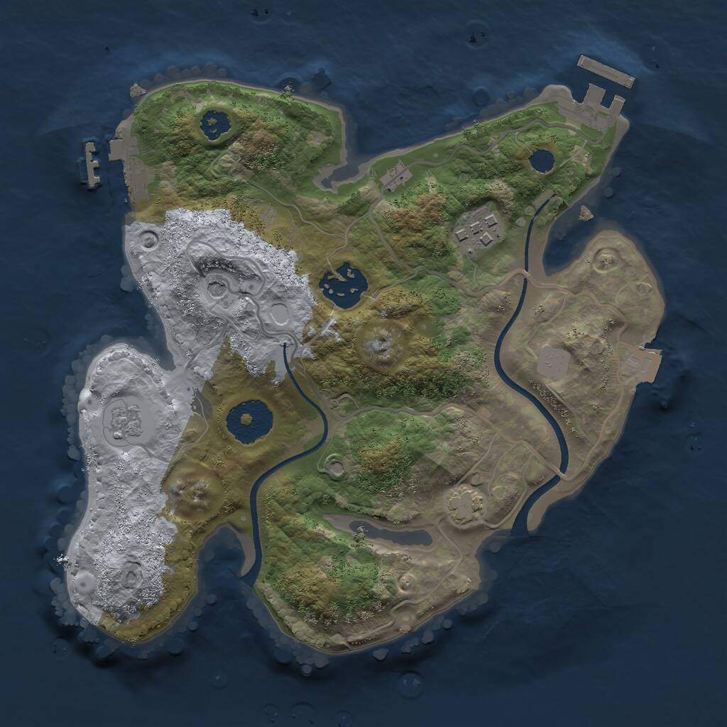 Rust Map: Procedural Map, Size: 2500, Seed: 105655961, 8 Monuments