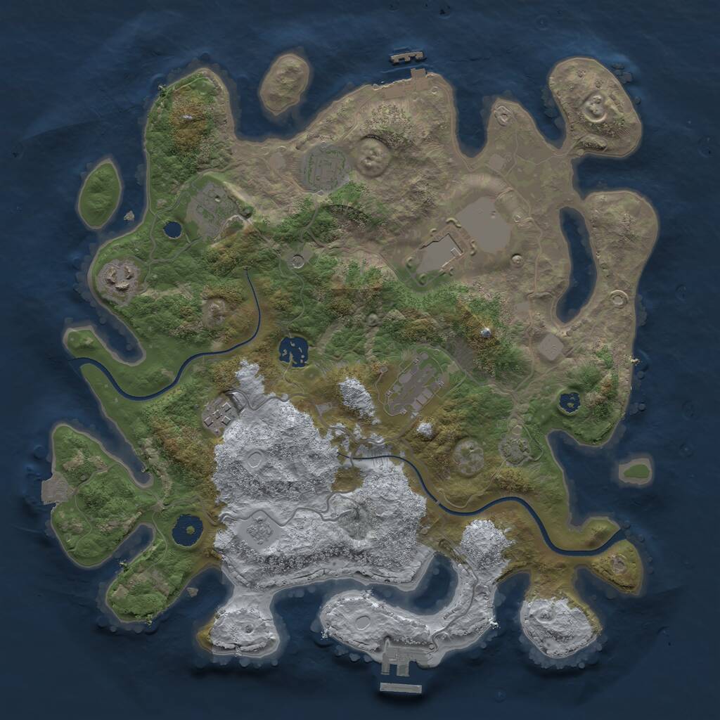 Rust Map: Procedural Map, Size: 3500, Seed: 1333007984, 13 Monuments