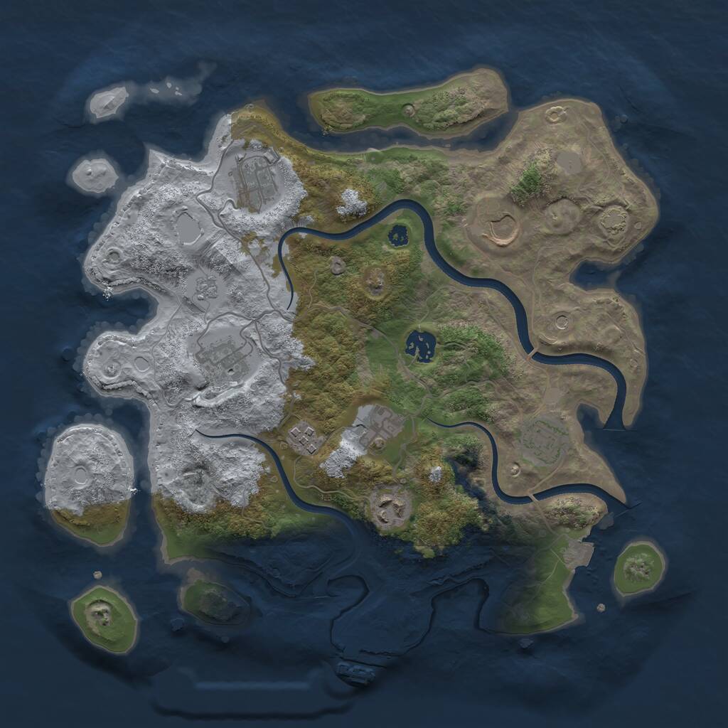 Rust Map: Procedural Map, Size: 3500, Seed: 1777497933, 13 Monuments