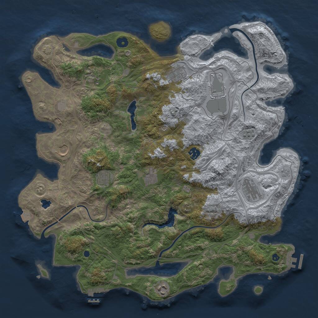 Rust Map: Procedural Map, Size: 4250, Seed: 552422, 16 Monuments