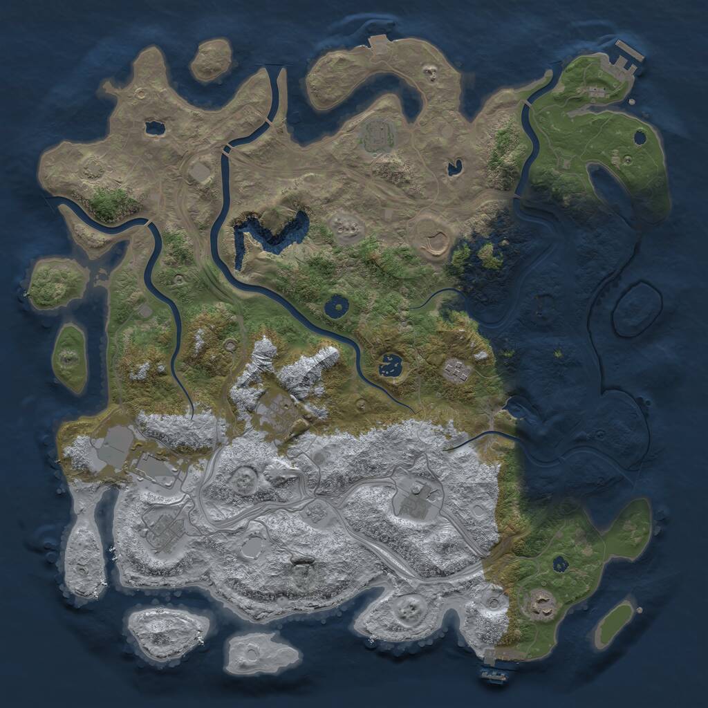 Rust Map: Procedural Map, Size: 4500, Seed: 965163498, 15 Monuments