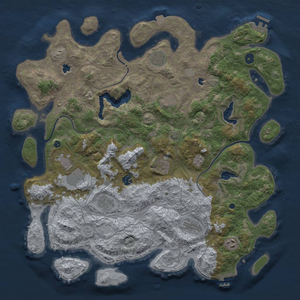 Rust Map: Procedural Map, Size: 4500, Seed: 965163498, 15 Monuments