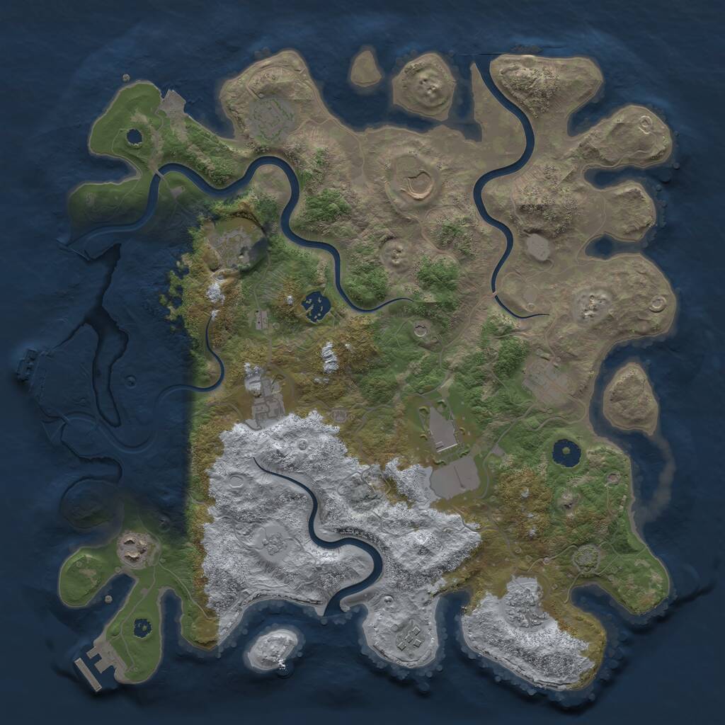 Rust Map: Procedural Map, Size: 3900, Seed: 8675309, 16 Monuments