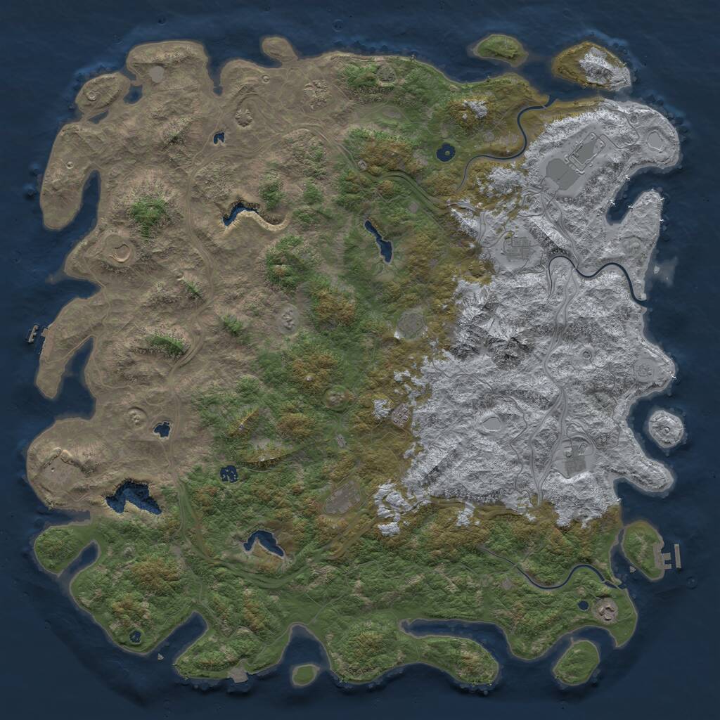 Rust Map: Procedural Map, Size: 6000, Seed: 12130, 17 Monuments