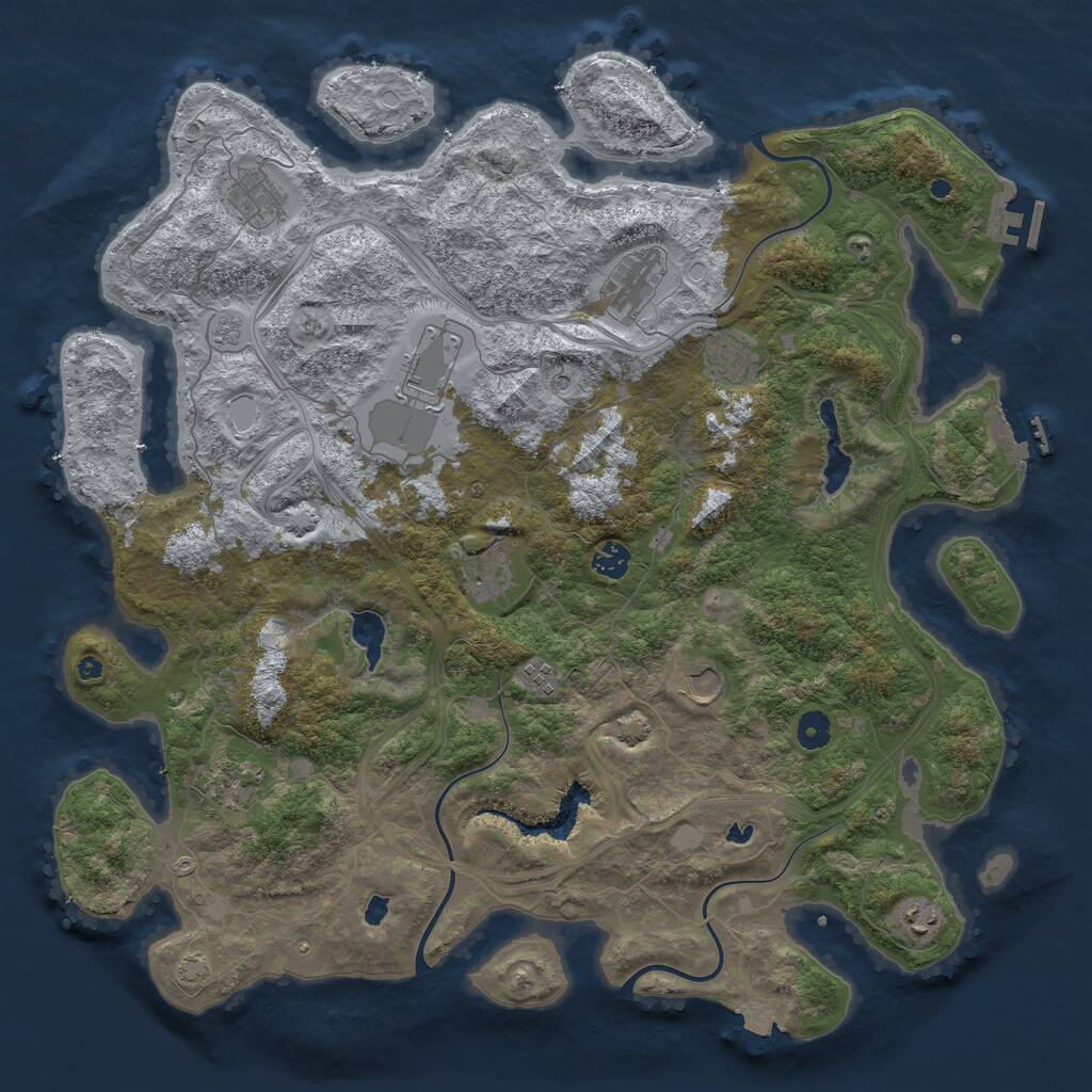 Rust Map: Procedural Map, Size: 4500, Seed: 1373553280, 16 Monuments