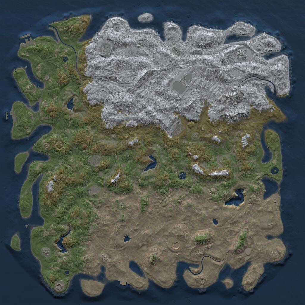 Rust Map: Procedural Map, Size: 6000, Seed: 158429001, 17 Monuments