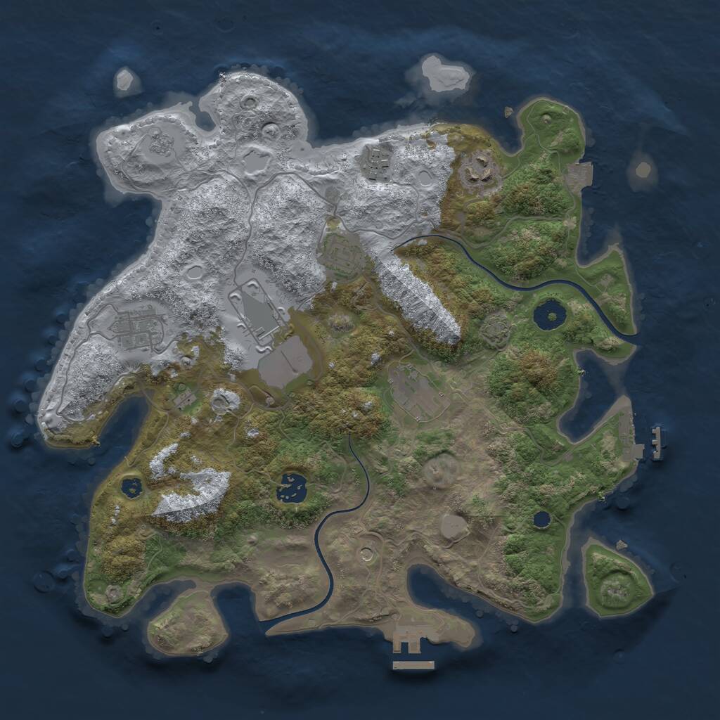 Rust Map: Procedural Map, Size: 3500, Seed: 1842913660, 13 Monuments