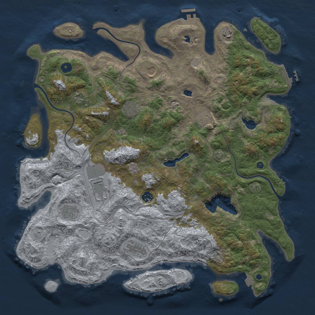 Rust Map: Procedural Map, Size: 4500, Seed: 1347855296, 16 Monuments