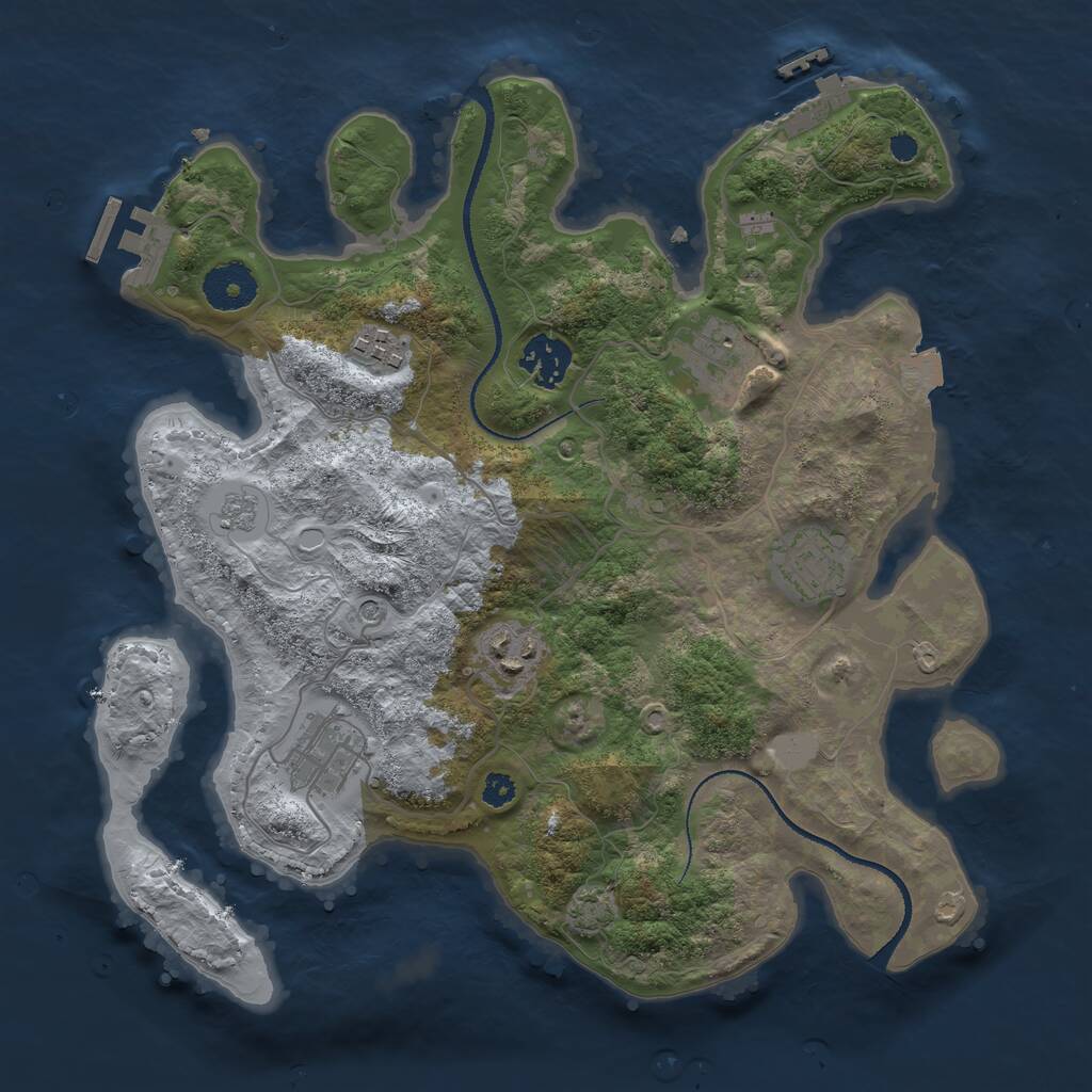 Rust Map: Procedural Map, Size: 3250, Seed: 1724141781, 12 Monuments