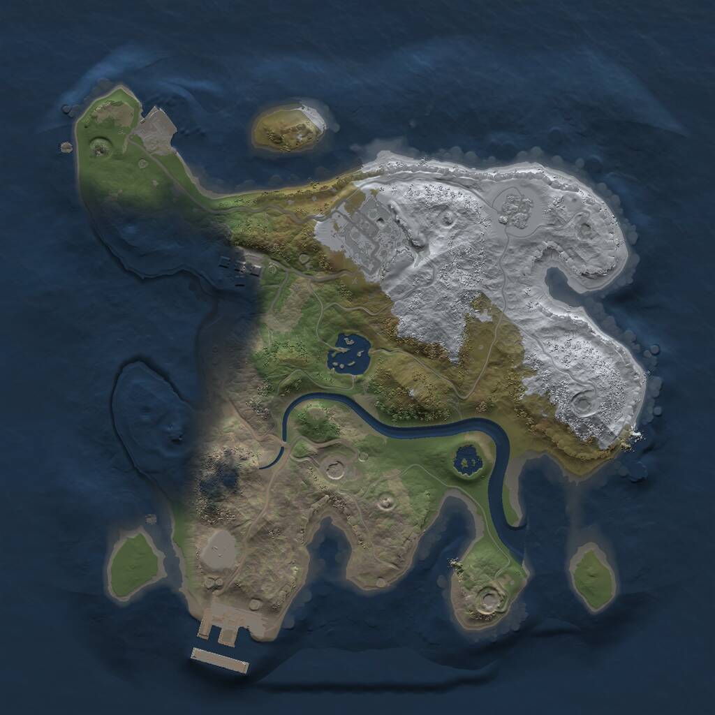 Rust Map: Procedural Map, Size: 2500, Seed: 39000, 7 Monuments